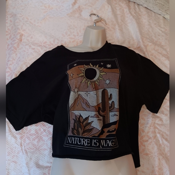 Mighty Fine Tops - Black Graphic Crop Top